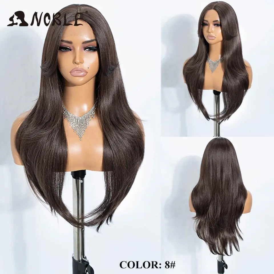 Noble Synthetic Lace Front Wig 26" Straight Ombre lace Wig  Cosplay part Wig Blonde Wigs For Women Lace Wig synthetic Lace Wig