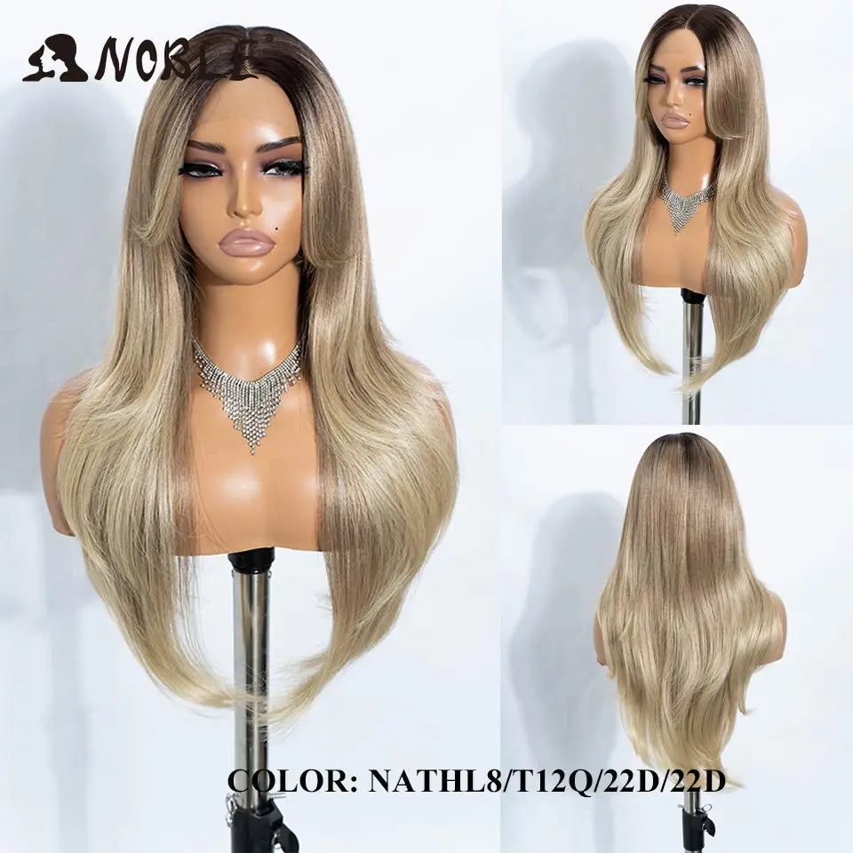 Noble Synthetic Lace Front Wig 26" Straight Ombre lace Wig  Cosplay part Wig Blonde Wigs For Women Lace Wig synthetic Lace Wig