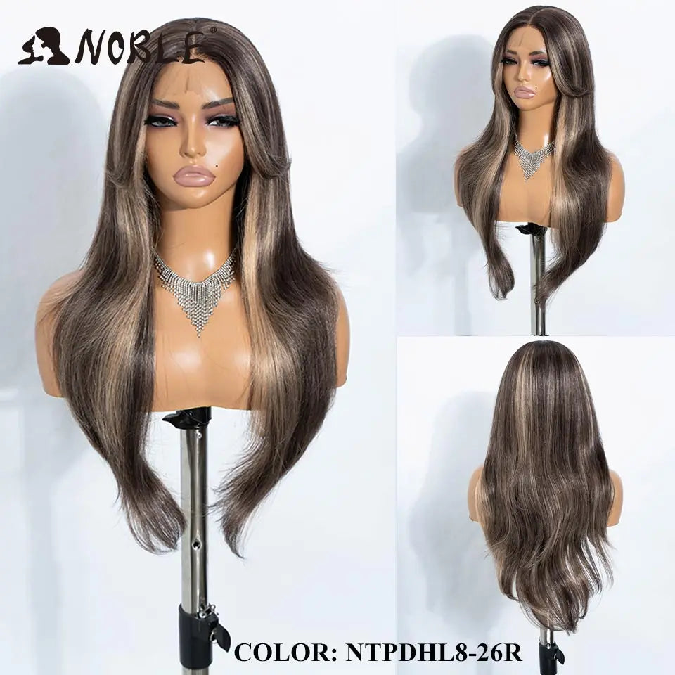 Noble Synthetic Lace Front Wig 26" Straight Ombre lace Wig  Cosplay part Wig Blonde Wigs For Women Lace Wig synthetic Lace Wig