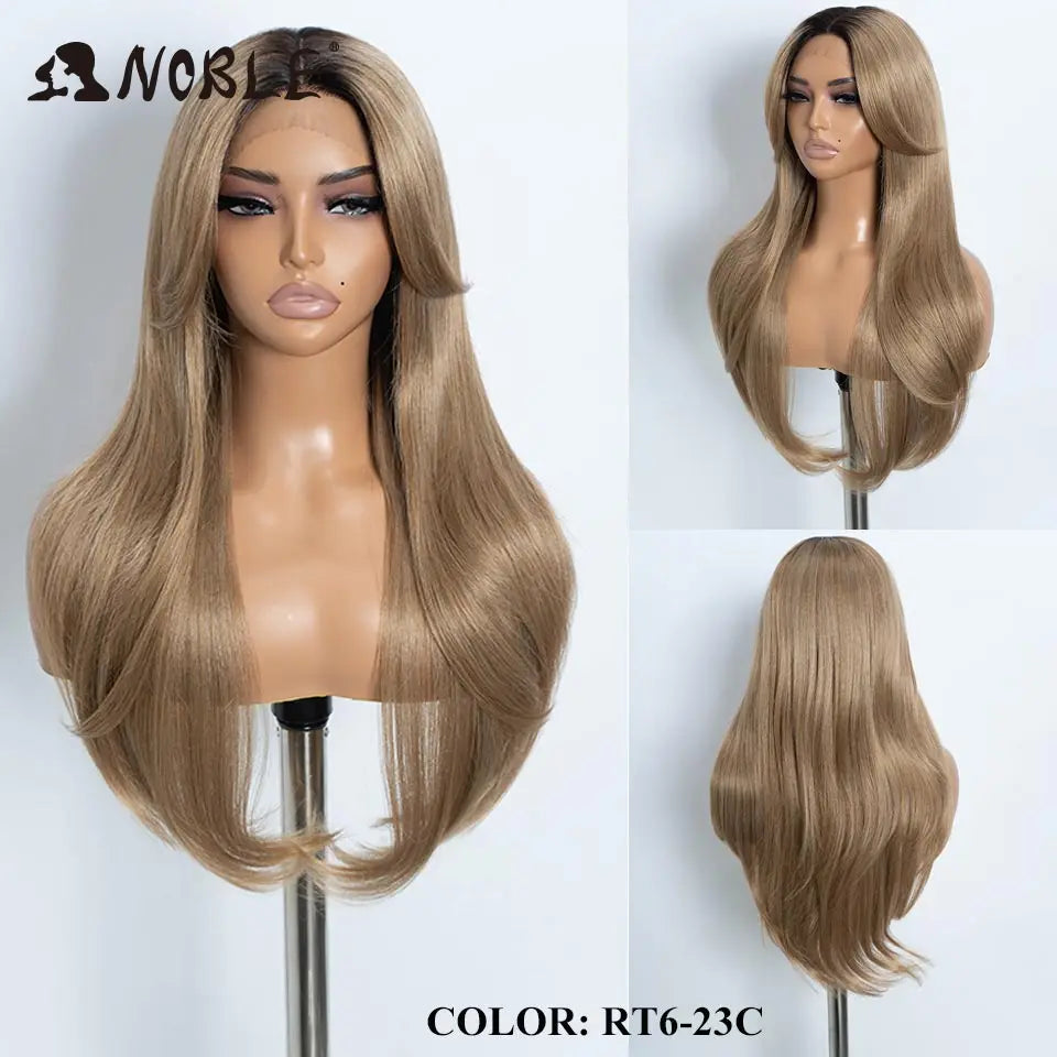 Noble Synthetic Lace Front Wig 26" Straight Ombre lace Wig  Cosplay part Wig Blonde Wigs For Women Lace Wig synthetic Lace Wig