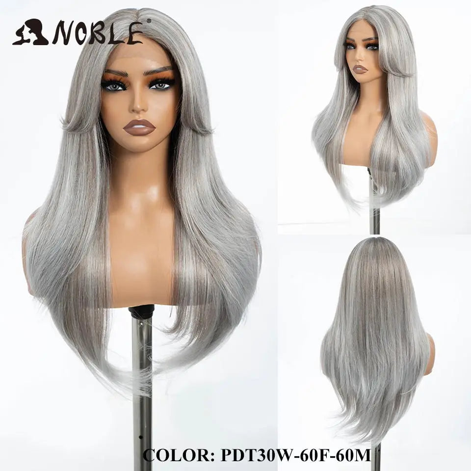 Noble Synthetic Lace Front Wig 26" Straight Ombre lace Wig  Cosplay part Wig Blonde Wigs For Women Lace Wig synthetic Lace Wig