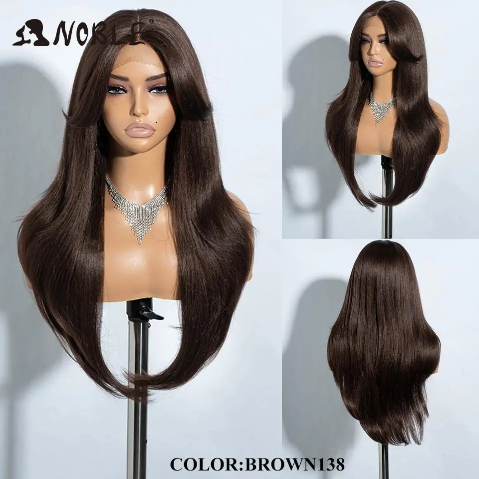 Noble Synthetic Lace Front Wig 26" Straight Ombre lace Wig  Cosplay part Wig Blonde Wigs For Women Lace Wig synthetic Lace Wig