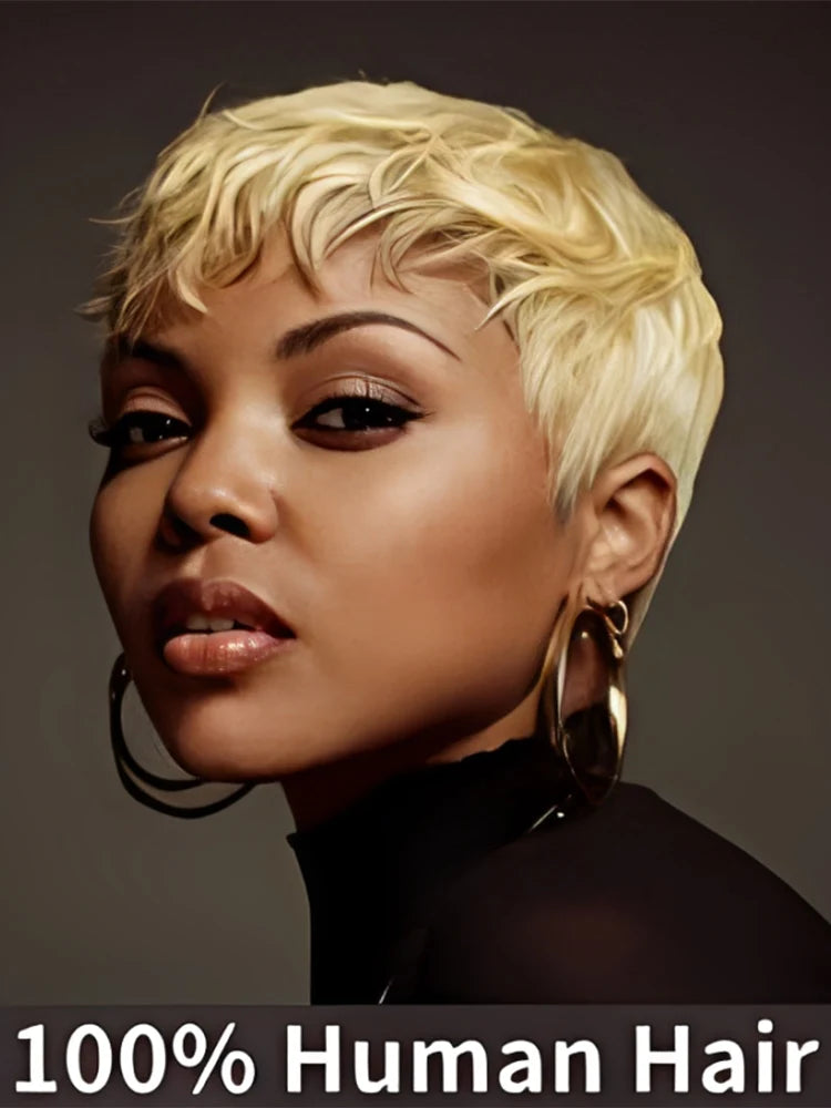Lekker Clearance 613 Blonde Short Pixie Cut Bob 100% Human Hair Wigs For Women Brazilian Remy Hair Full Machine Made Cheap Wig