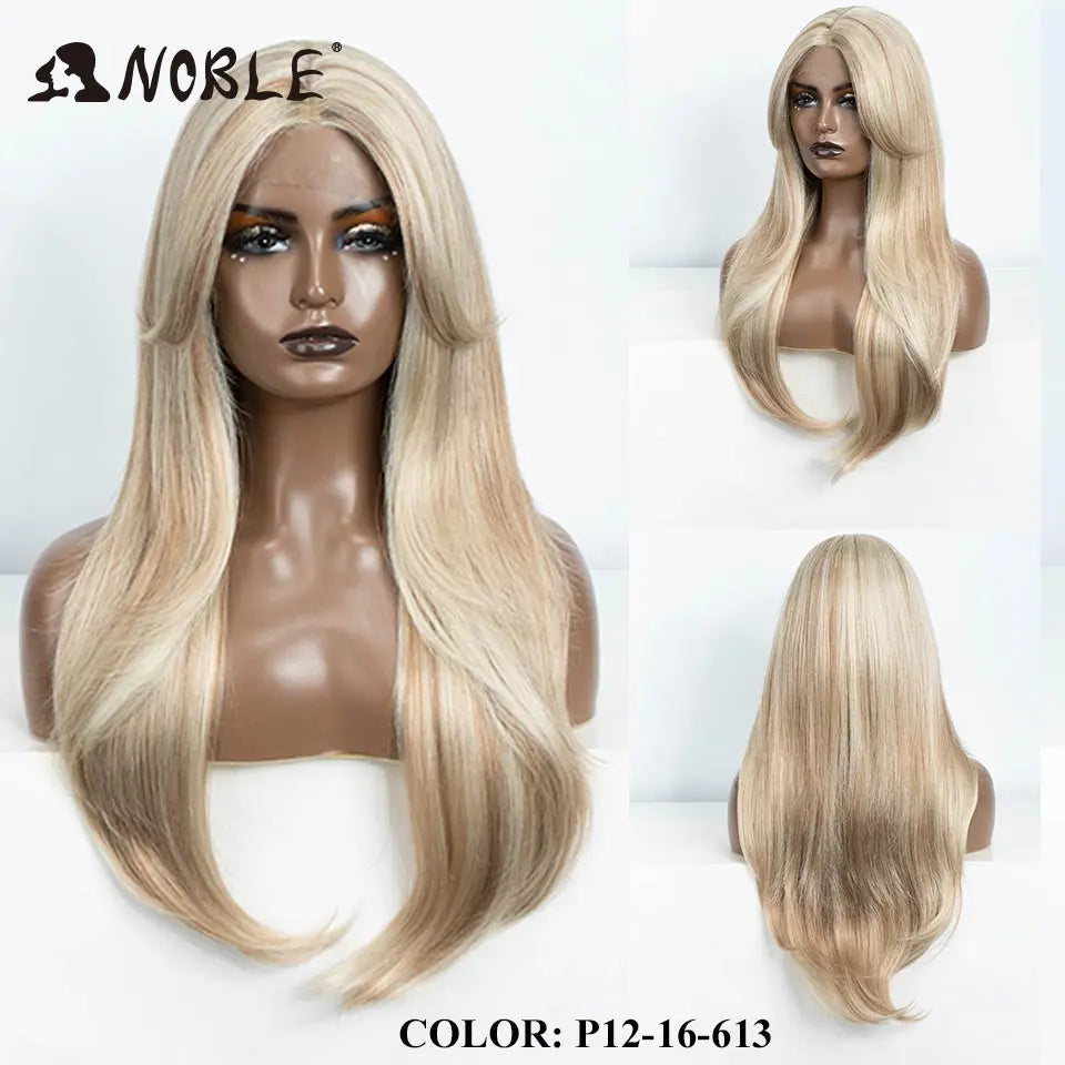 Noble Synthetic Lace Front Wig 26" Straight Ombre lace Wig  Cosplay part Wig Blonde Wigs For Women Lace Wig synthetic Lace Wig