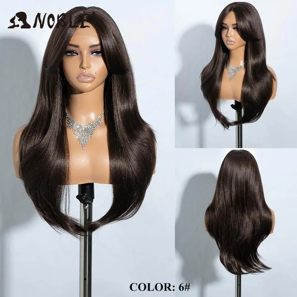 Noble Synthetic Lace Front Wig 26" Straight Ombre lace Wig  Cosplay part Wig Blonde Wigs For Women Lace Wig synthetic Lace Wig