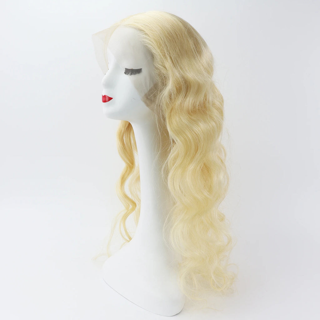 Light Blonde Human Hair Wig Full Lace Silk