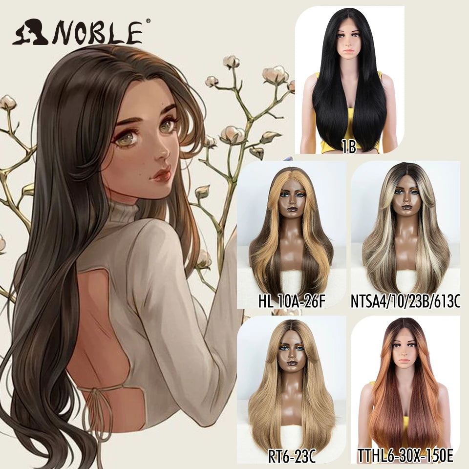 Noble Synthetic Lace Front Wig 26" Straight Ombre lace Wig  Cosplay part Wig Blonde Wigs For Women Lace Wig synthetic Lace Wig