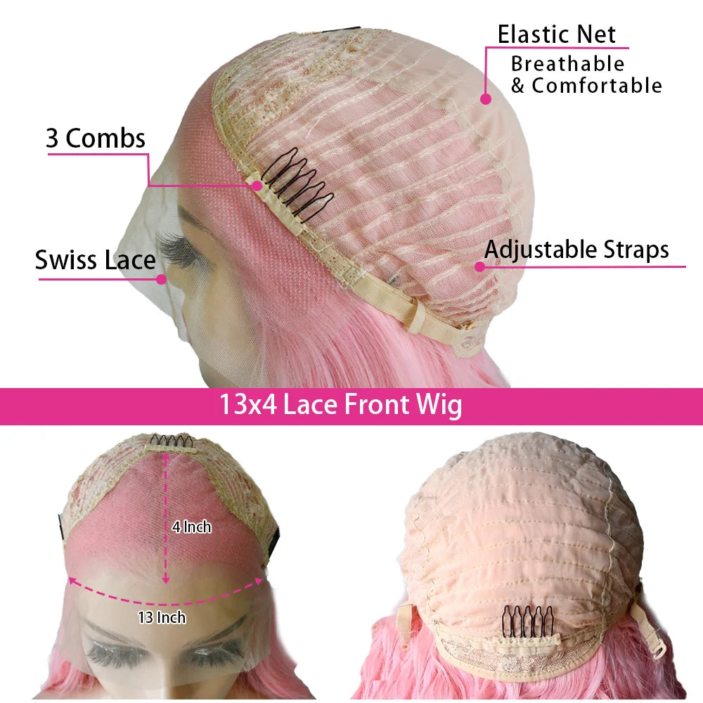 Platinum Blonde Straight Lace Front Wig Pre Plucked Ready to Wear 13x4 HD Glueless Synthetic Lace Frontal Wig for Women Cosplay