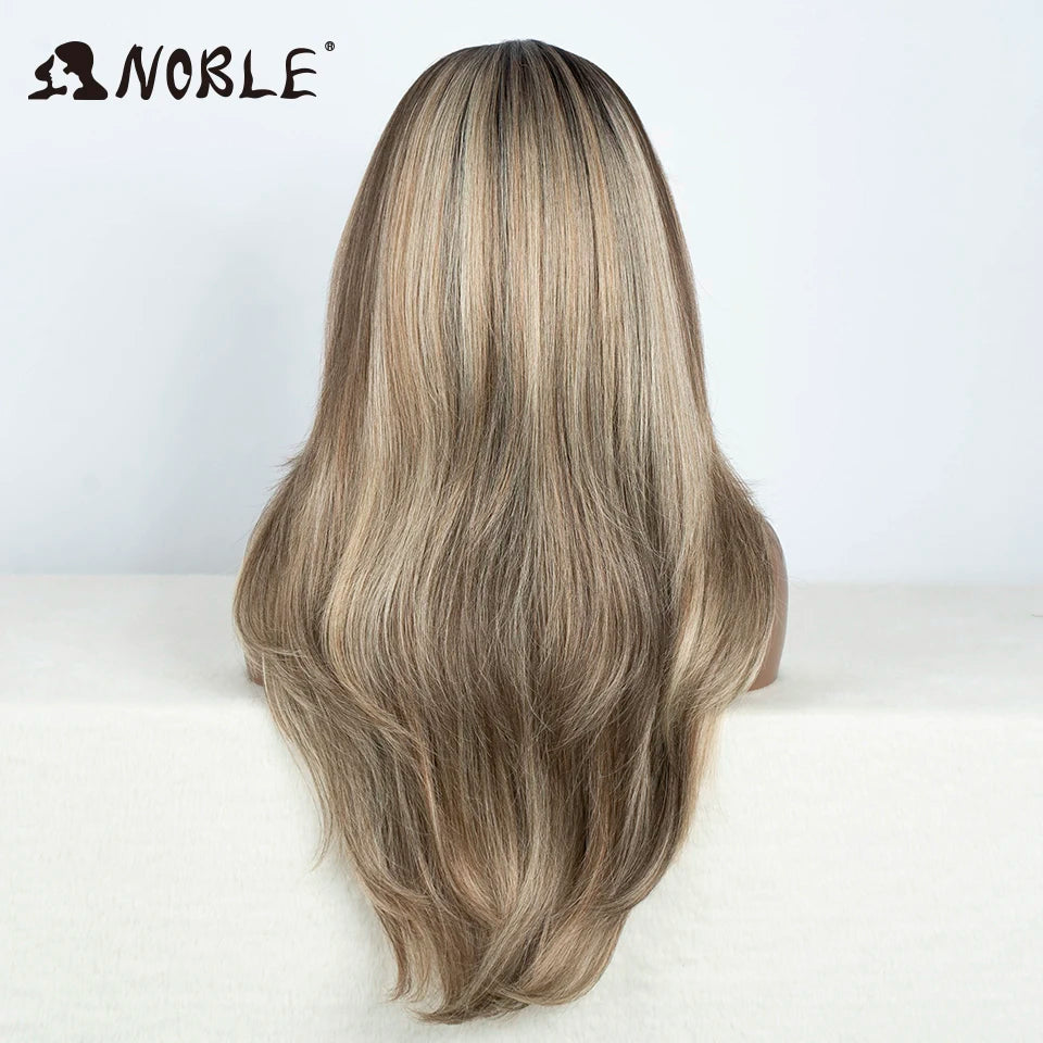 Noble Synthetic Lace Front Wig 26" Straight Ombre lace Wig  Cosplay part Wig Blonde Wigs For Women Lace Wig synthetic Lace Wig