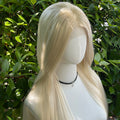 Light Blonde Synthetic Hair 13x4 Lace Front Wigs for Women 26 Inch Long Straight Free Part 150% Density Glueless Half Hand Tied