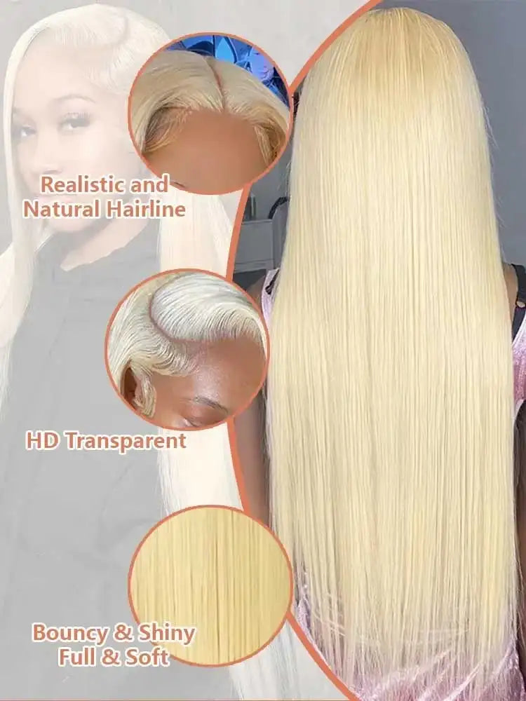 Blond Straight  Lace Frontal Remy Honey Blond Bone Wig