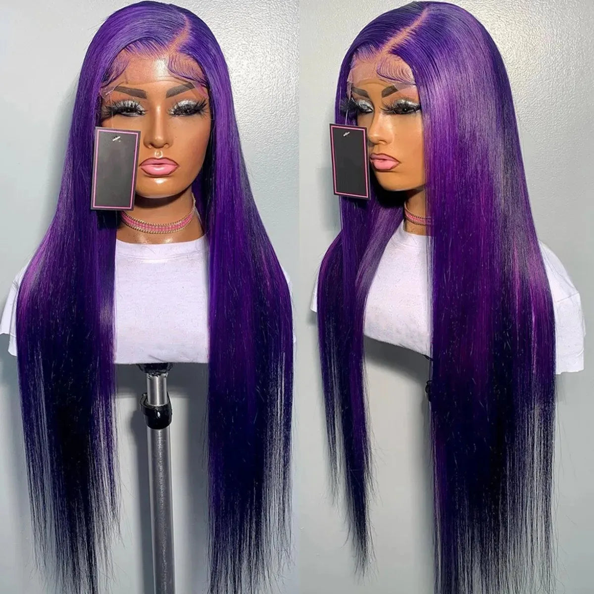 Blue Wig Straight Lace Front Wig HD Transparent Lace Frontal Wig PrePlucked Synthetic High Quality Heat Resistant Daily Cosplay