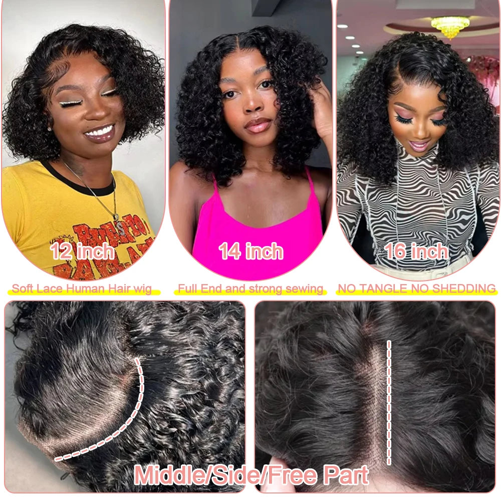Water Curly Short Bob Wigs