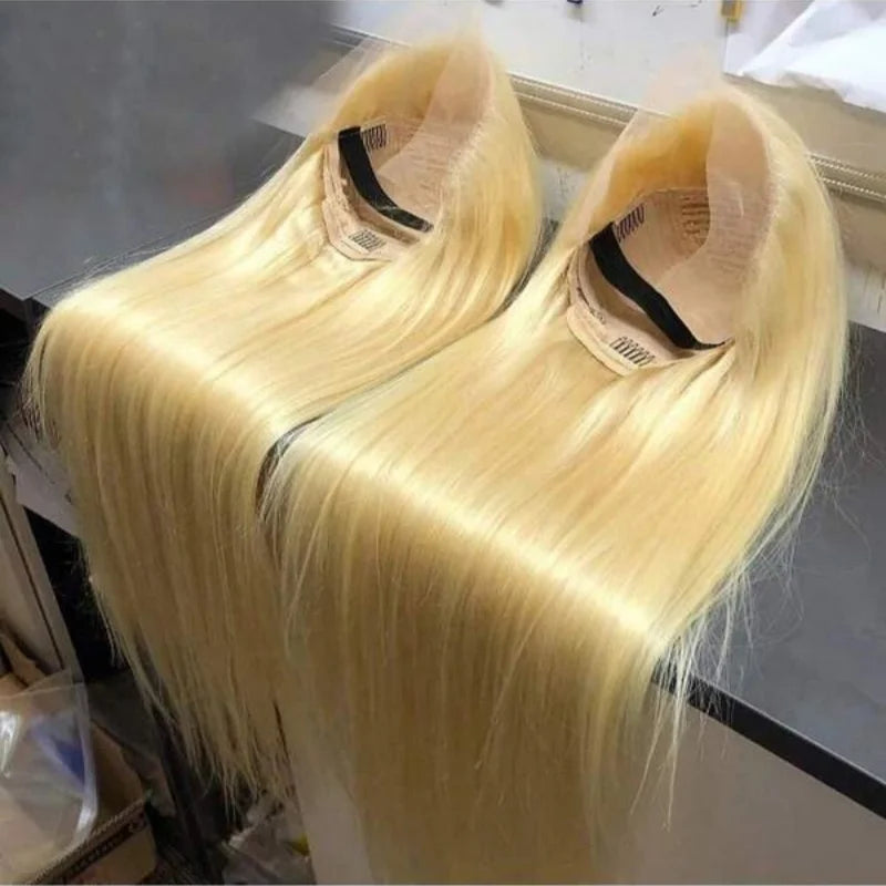 Blond Straight  Lace Frontal Remy Honey Blond Bone Wig