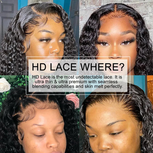250% 13X4 HD Transparent Lace Full Frontal Wig Water Wave Deep Part Curly Wigs 100% Human Hair Pre Plucked Remy Hair For Women