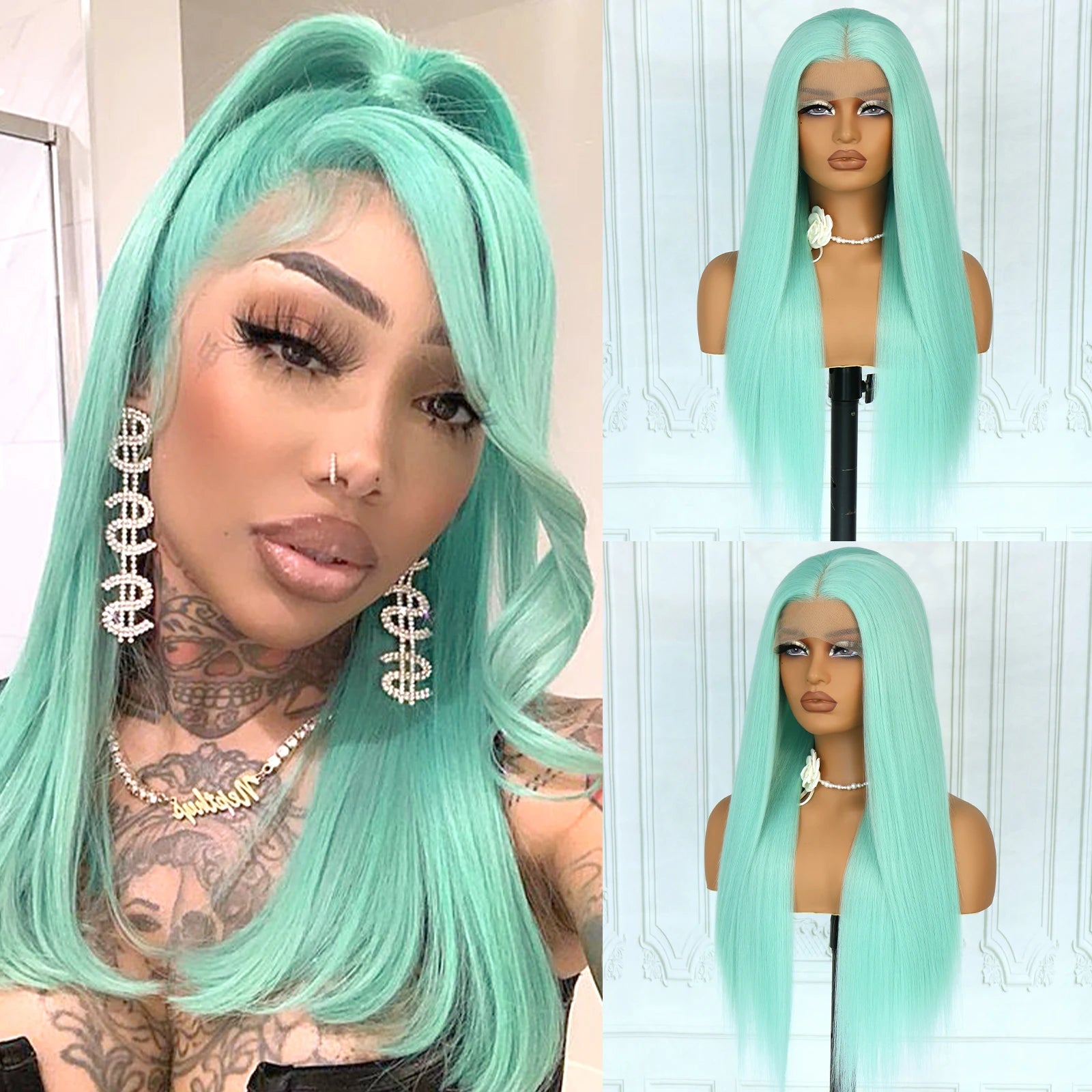 Aubree Synthetic Wigs Blue Hair