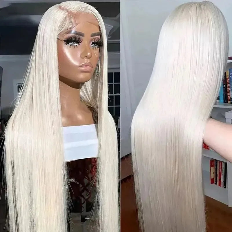 Grey Colored Straight Lace Front Wigs 13x4 180 Density PrePlucked Hd Lace Frontal Wigs Glueless For Women Synthetic And Blend