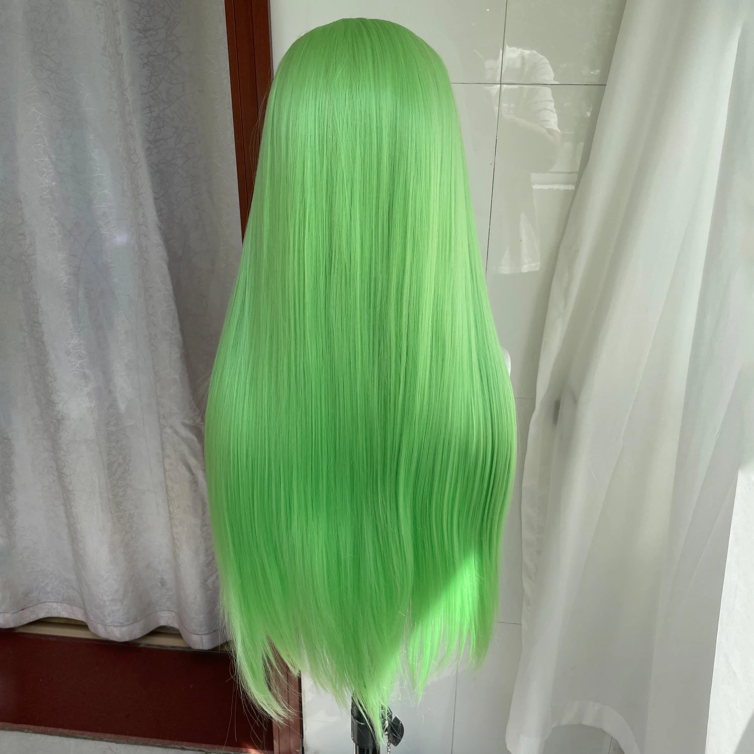 Light Green 13x4 Synthetic Lace Front Wig for Women 26 Inch Long Straight Glueless Wigs Heat Resistant Wig Free Part 150 Density