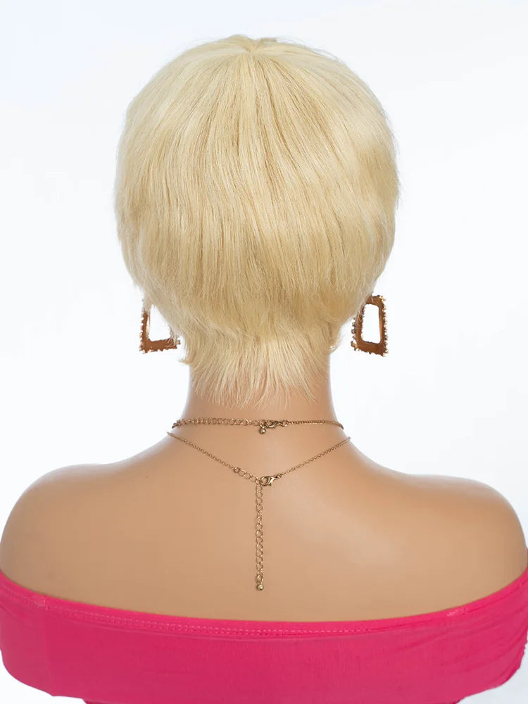 Lekker Clearance 613 Blonde Short Pixie Cut Bob 100% Human Hair Wigs For Women Brazilian Remy Hair Full Machine Made Cheap Wig