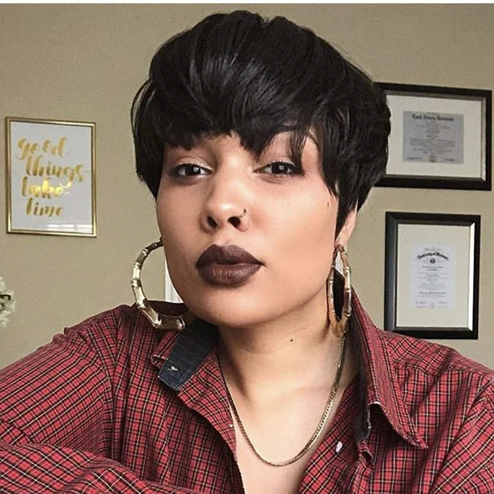 Pixie Cut Wig Human Hair Short Human Hair Wigs for Women Full Machine Wig Blonde 1b/27 Short Wigs