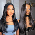 Pink Wig Layered Cut Straight Lace Front Wig PrePlucked 13x4 HD Lace Frontal Wig Synthetic And Blend High Quality Daily Cosplay