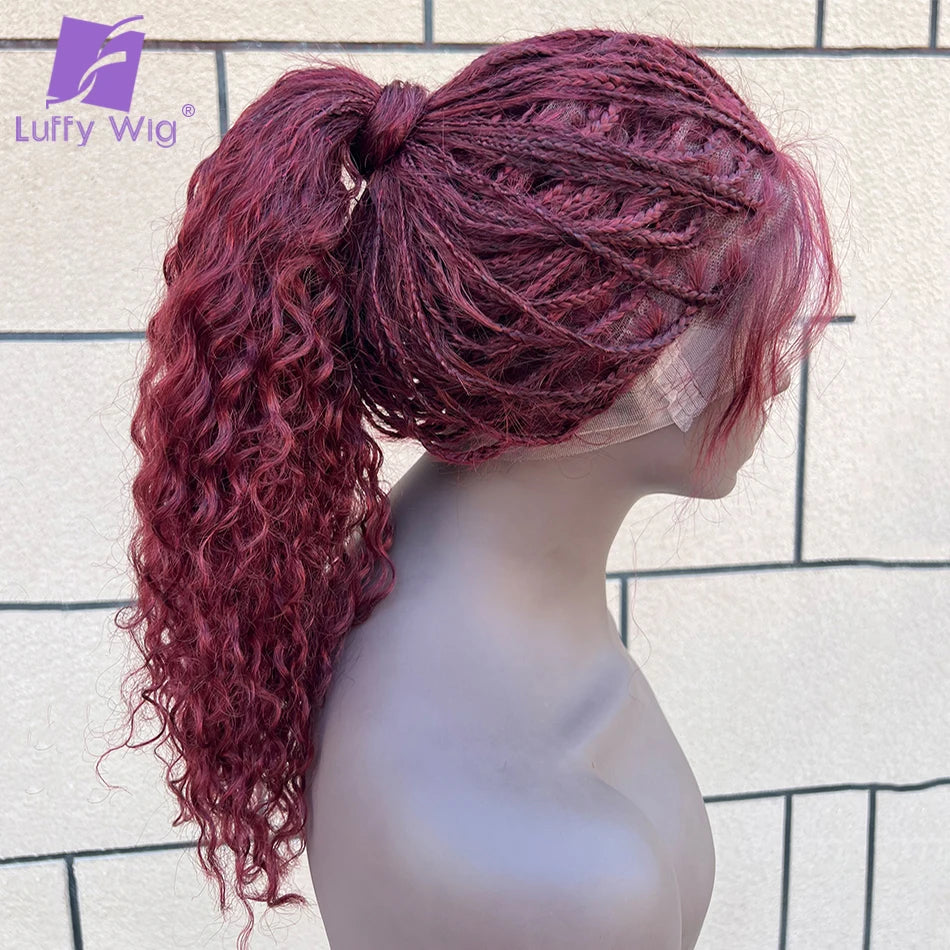 Burgundy Red Full Transparen Lace Wig