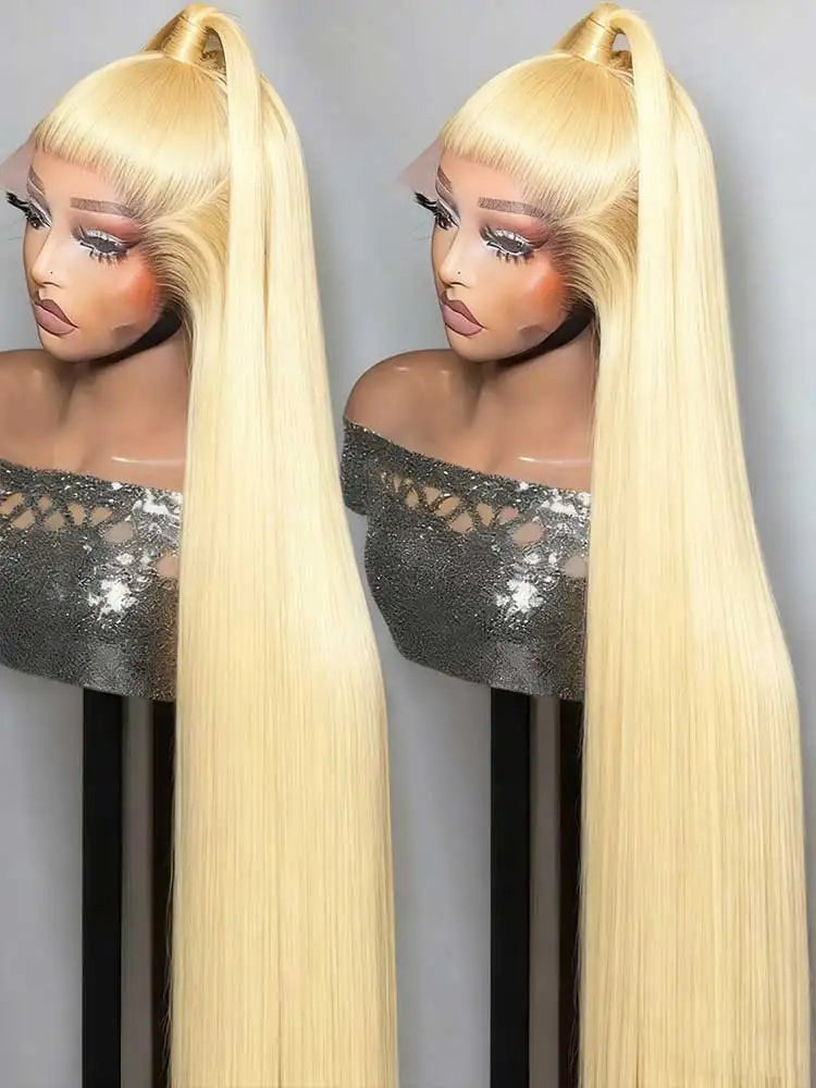 Blond Straight  Lace Frontal Remy Honey Blond Bone Wig