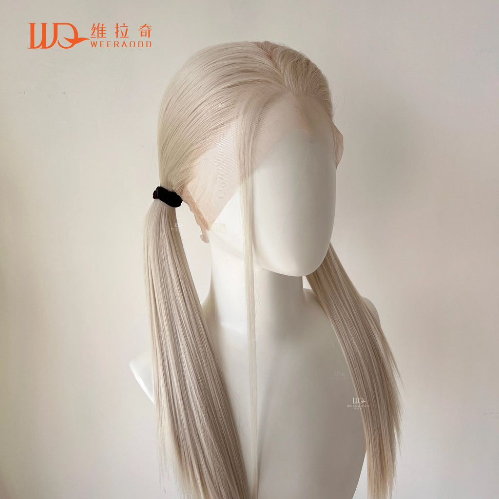 Light Blonde Color Synthetic Full Lace Wigs for Black Women Heat Resistant 26 Inch Long Straight Full Hand Tied Free Part 150%