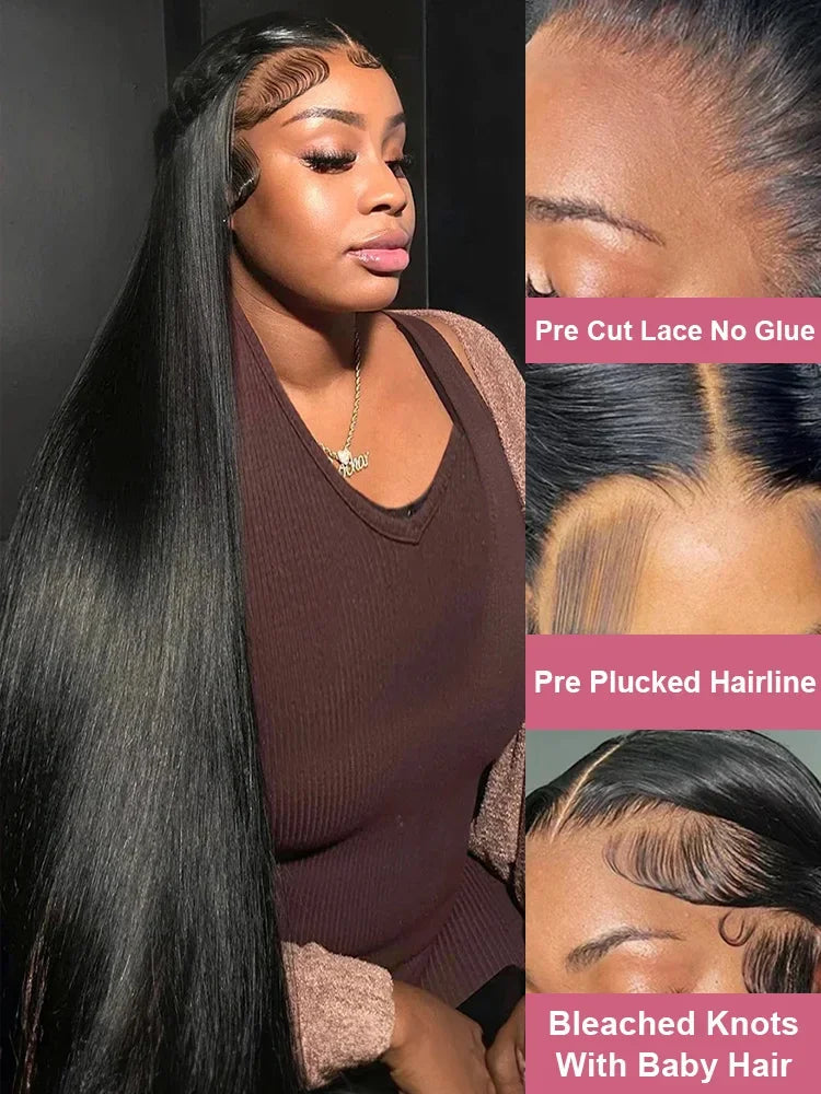 Bone Straight HD Transparent Lace Front Wigs