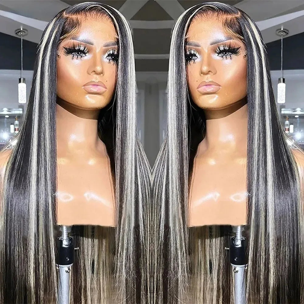 Grey Colored Straight Lace Front Wigs 13x4 180 Density PrePlucked Hd Lace Frontal Wigs Glueless For Women Synthetic And Blend