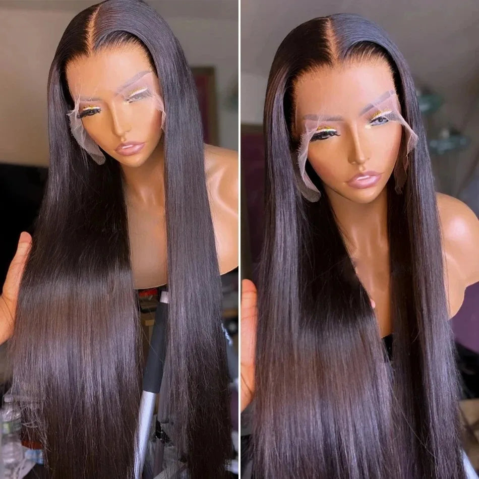 Blue Wig Straight Lace Front Wig HD Transparent Lace Frontal Wig PrePlucked Synthetic High Quality Heat Resistant Daily Cosplay