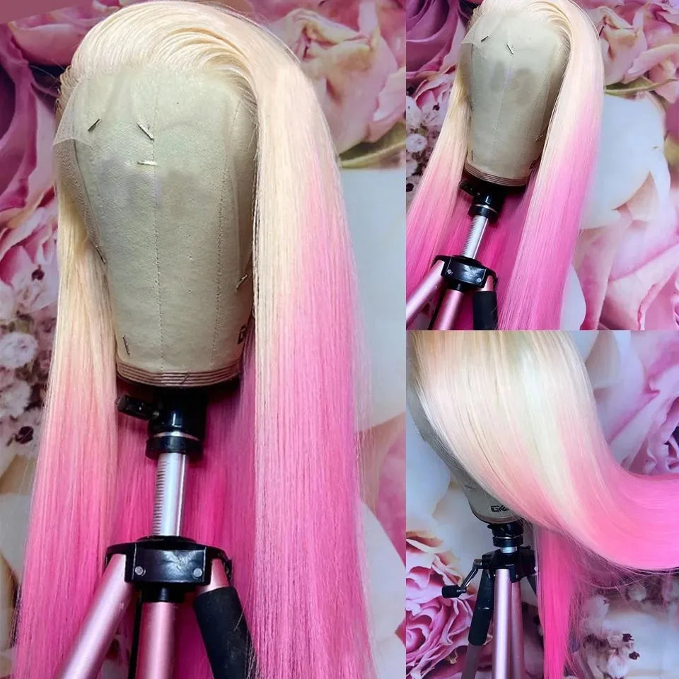 Platinum Blonde Straight Lace Front Wig Pre Plucked Ready to Wear 13x4 HD Glueless Synthetic Lace Frontal Wig for Women Cosplay