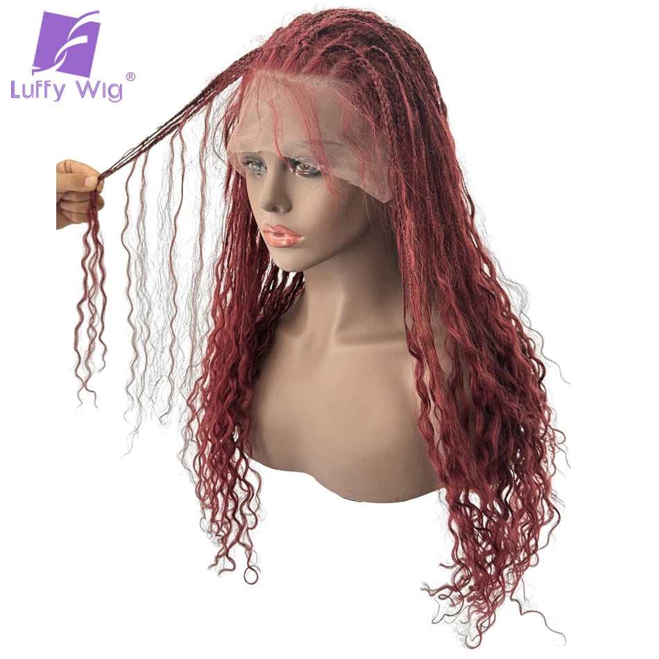 Burgundy Red Color Human Hair Curly wig