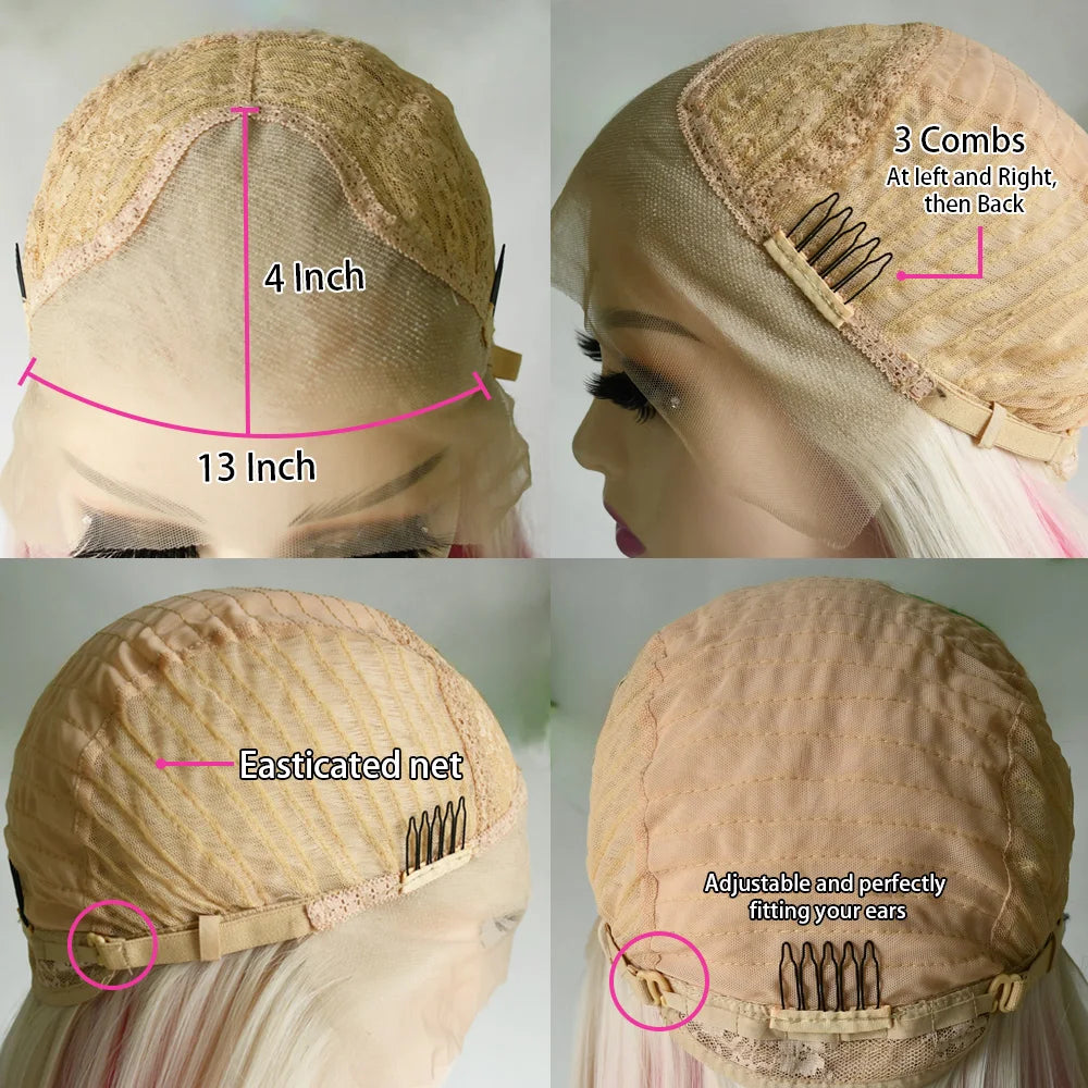 Grey Colored Straight Lace Front Wigs 13x4 180 Density PrePlucked Hd Lace Frontal Wigs Glueless For Women Synthetic And Blend