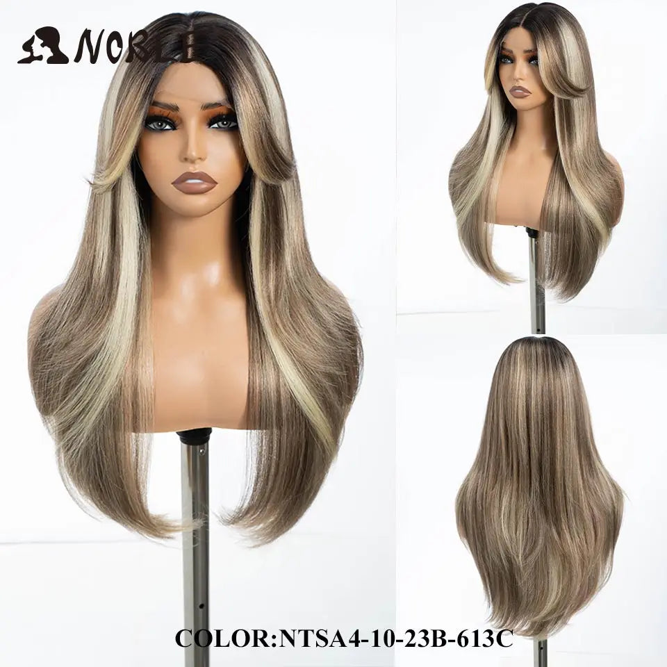 Noble Synthetic Lace Front Wig 26" Straight Ombre lace Wig  Cosplay part Wig Blonde Wigs For Women Lace Wig synthetic Lace Wig
