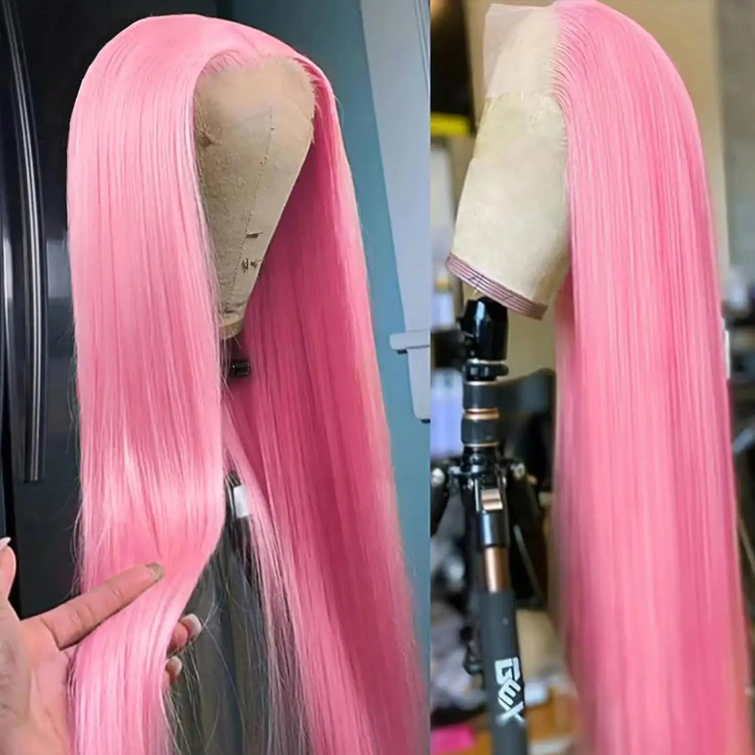 Blue Wig Straight Lace Front Wig HD Transparent Lace Frontal Wig PrePlucked Synthetic High Quality Heat Resistant Daily Cosplay