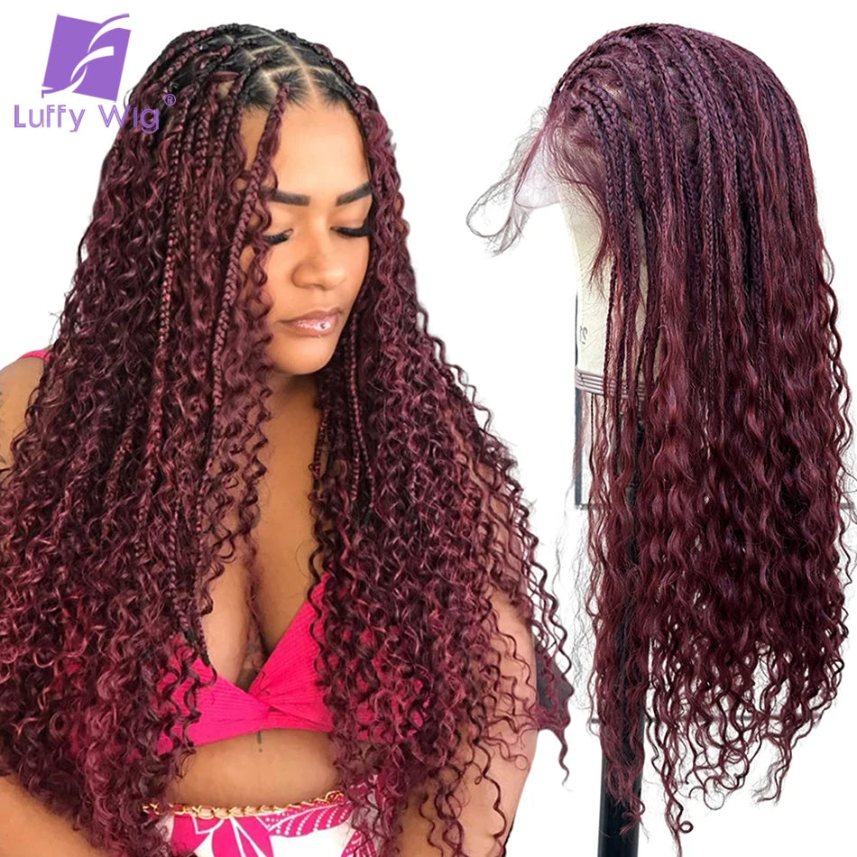 Burgundy Red Full Transparen Lace Wig