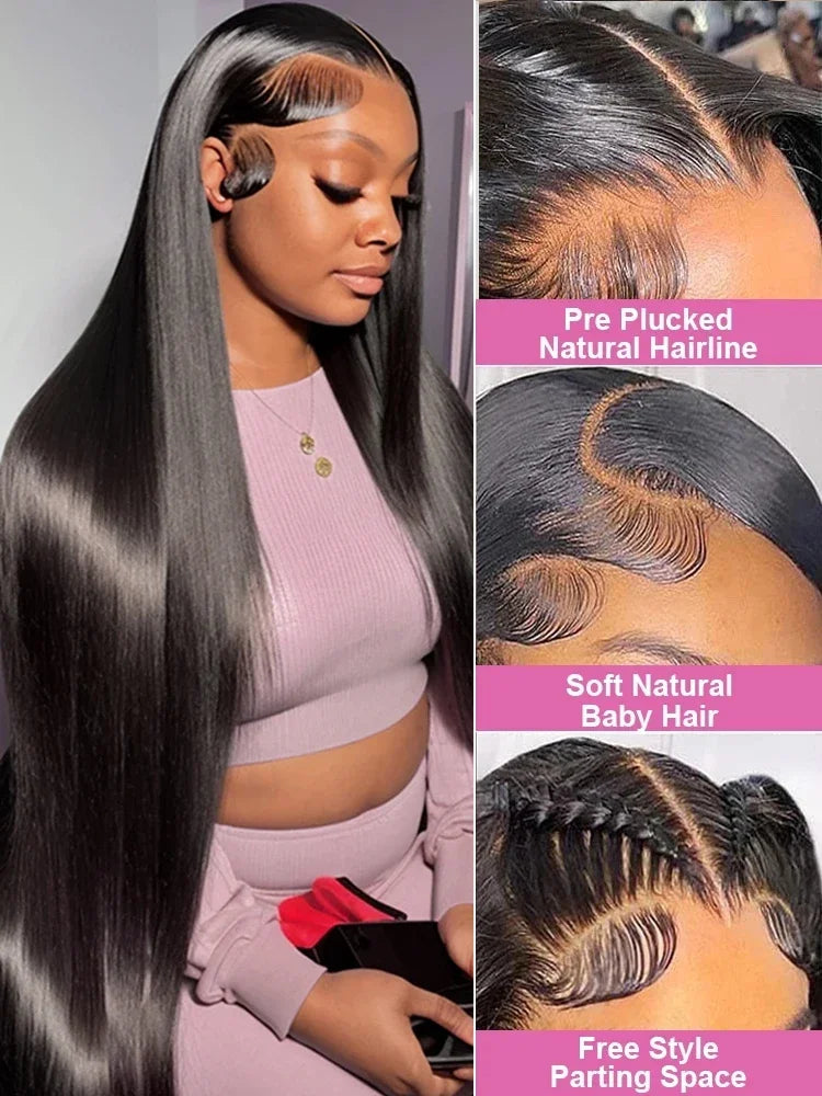 Bone Straight HD Transparent Lace Front Wigs