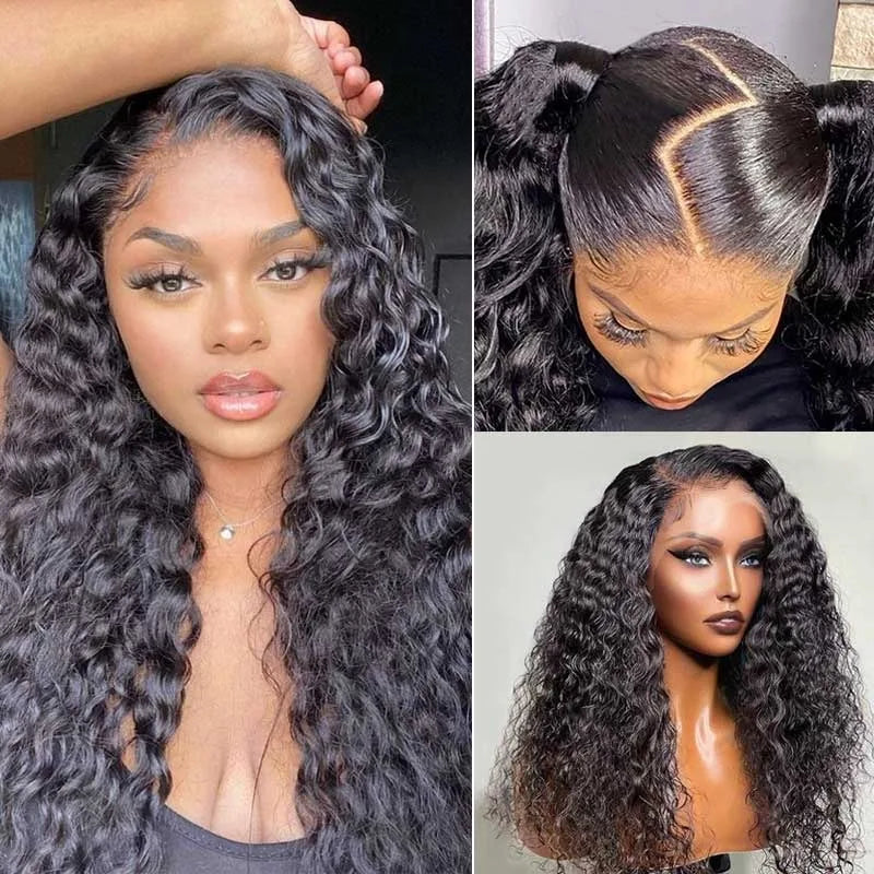Premium 100% Human Hair Deep Wave Real Full Lace Wigs Brazilian Curly Front Wig PrePlucked Invisible Fake Scalp Salon Quality