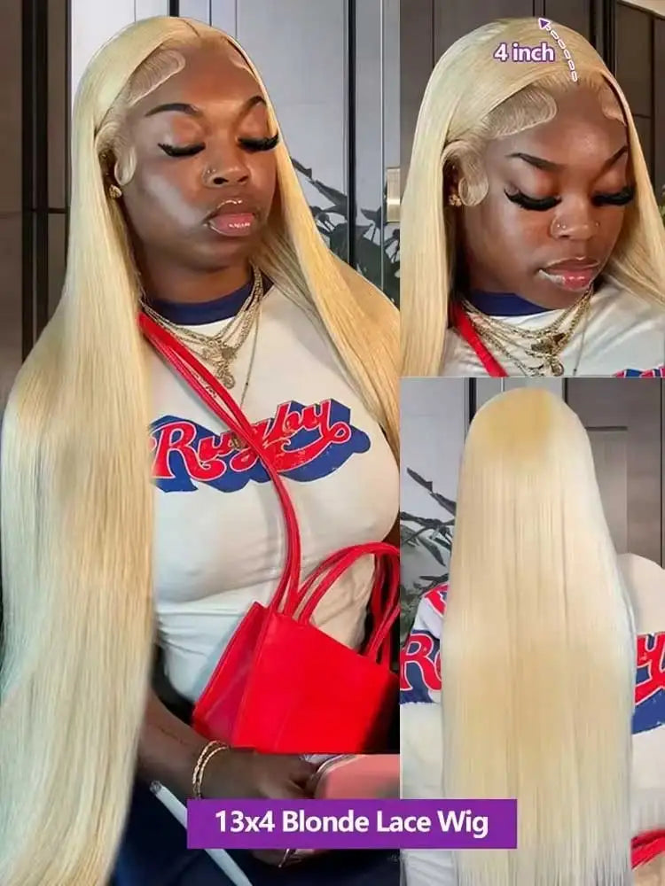 Blond Straight  Lace Frontal Remy Honey Blond Bone Wig
