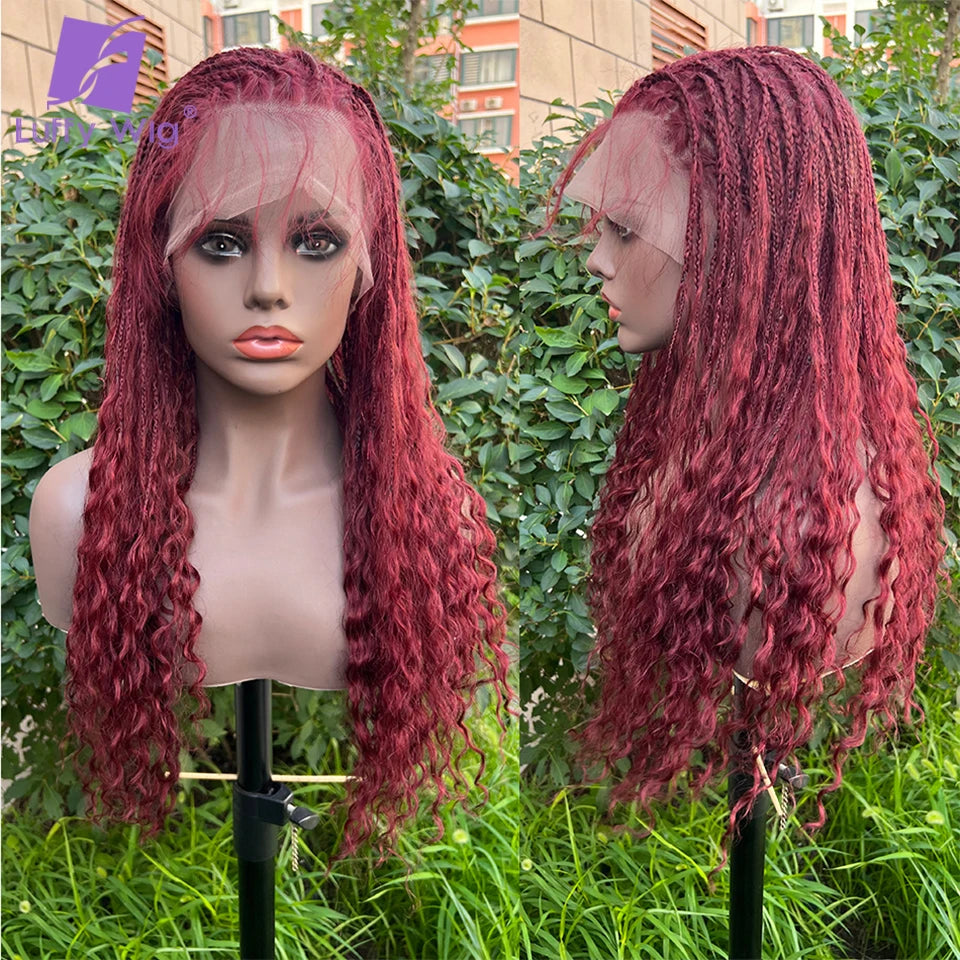 Burgundy Red Full Transparen Lace Wig