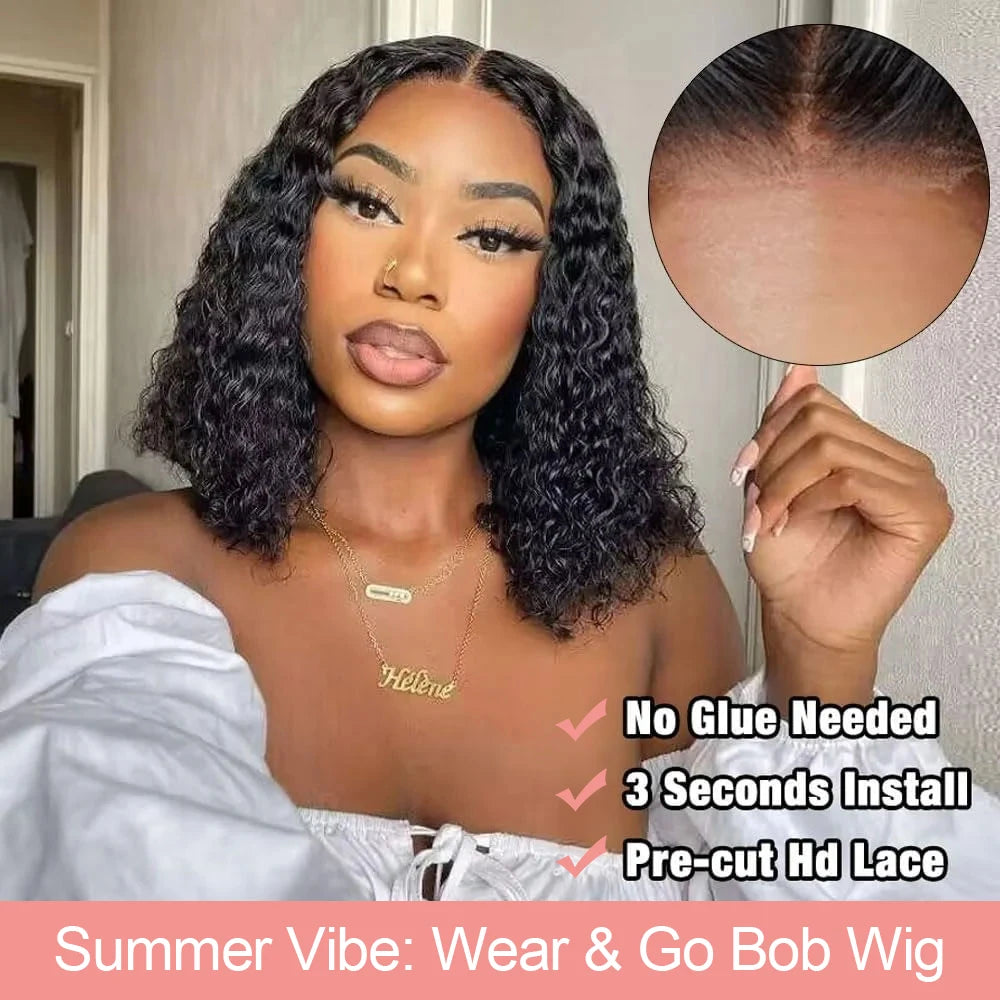 Water Curly Short Bob Wigs