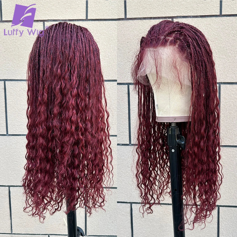 Burgundy Red Color Human Hair Curly wig