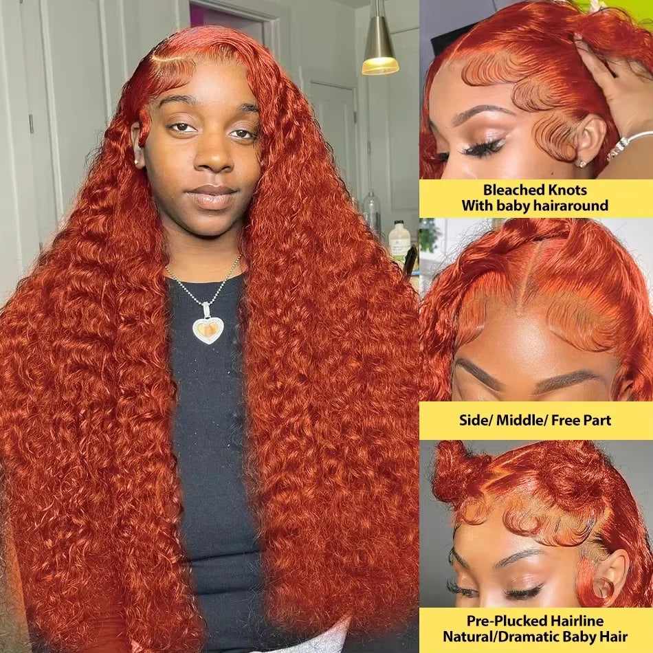 Orange Ginger Deep Curly Wigs