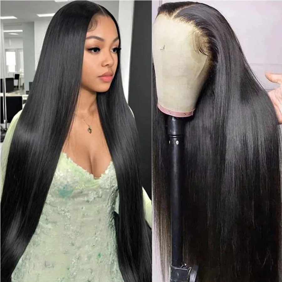 Grey Colored Straight Lace Front Wigs 13x4 180 Density PrePlucked Hd Lace Frontal Wigs Glueless For Women Synthetic And Blend