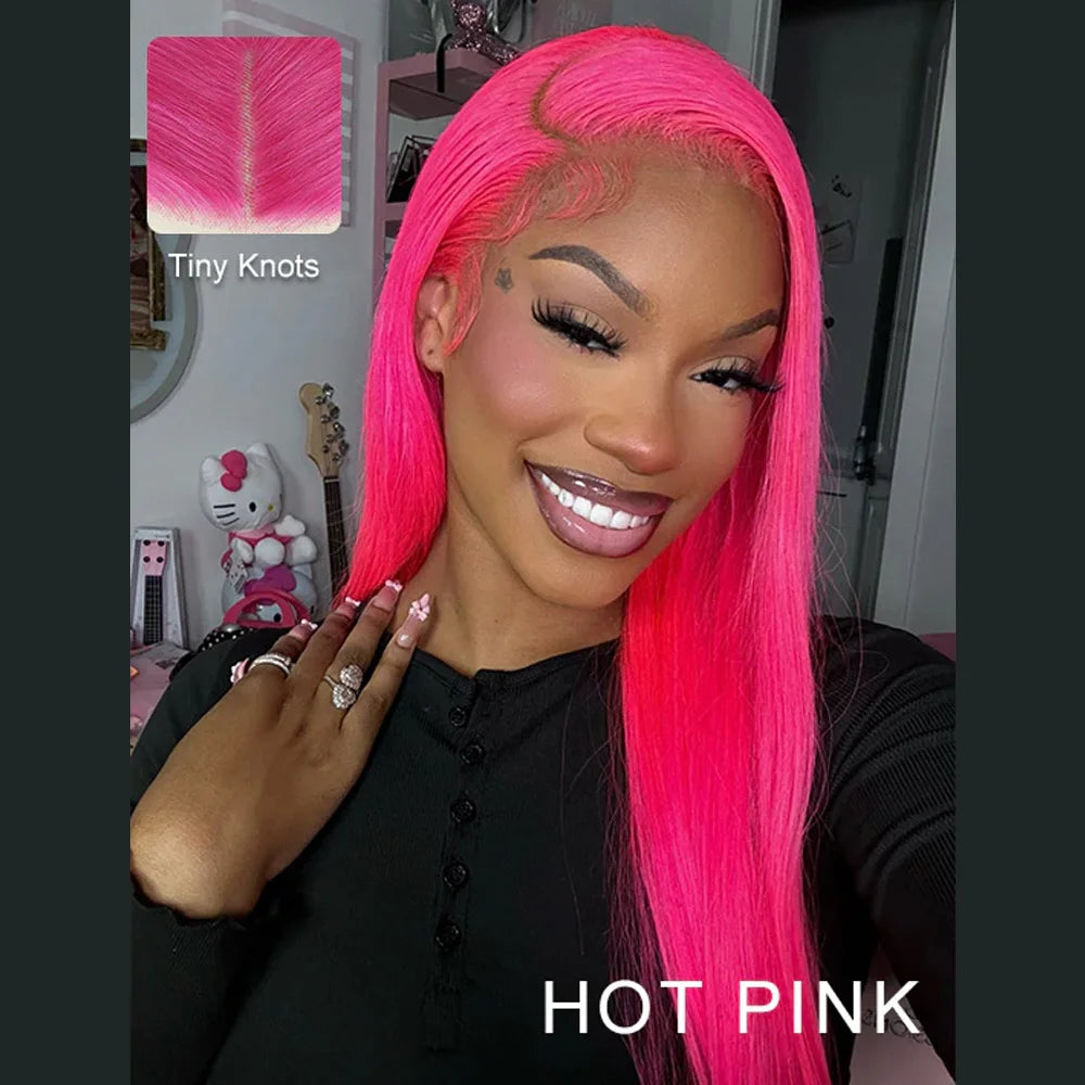 Purple Lace Front Human Hair Wigs Colored Wig Straight Hair 13x6 HD Lace Frontal Wig Transparent Vietnamese Raw Human Hair Wigs For Women Pre Plucked with Baby Hair