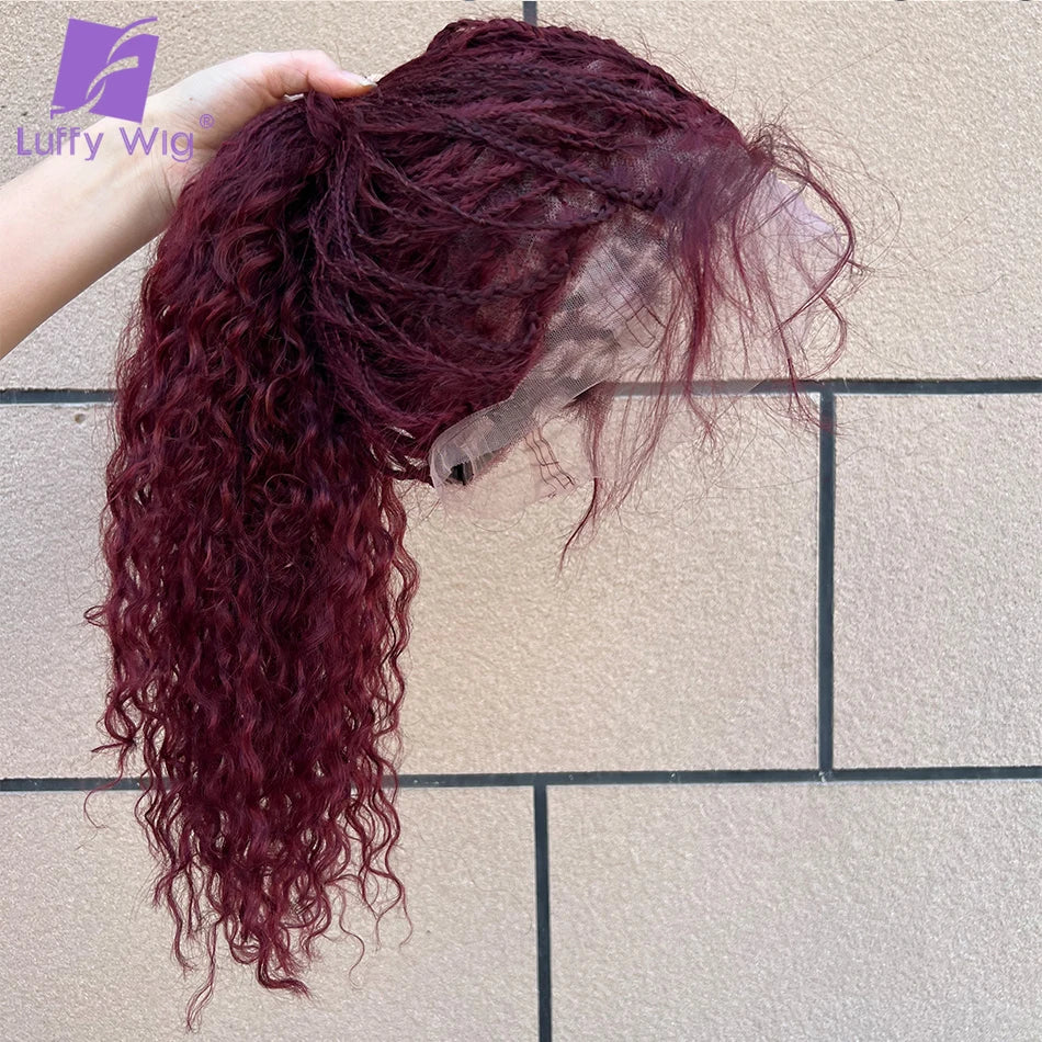 Burgundy Red Color Human Hair Curly wig