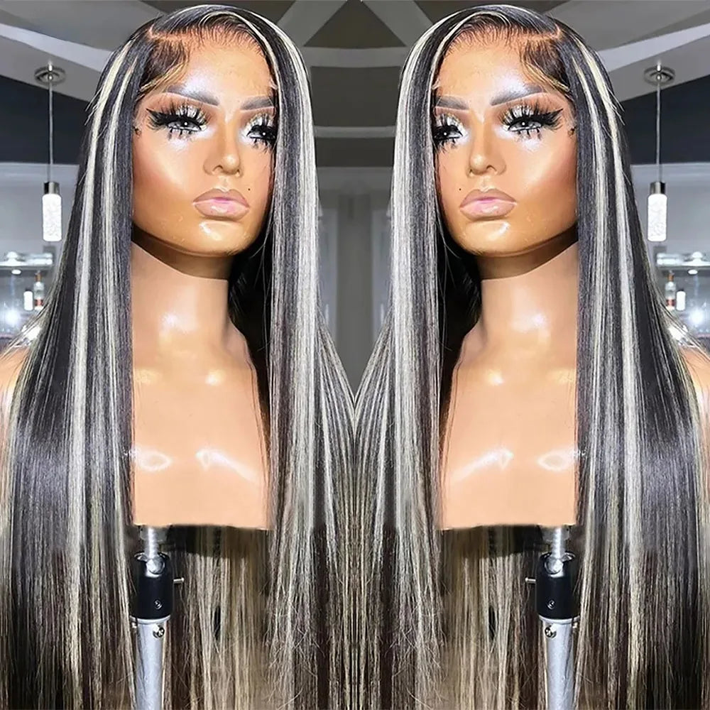 Platinum Blonde Straight Lace Front Wig Pre Plucked Ready to Wear 13x4 HD Glueless Synthetic Lace Frontal Wig for Women Cosplay