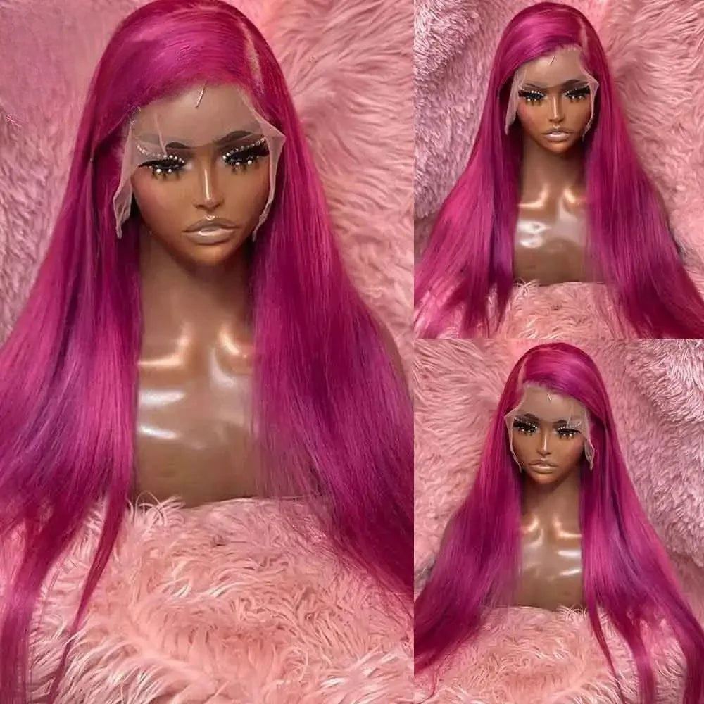 Blue Wig Straight Lace Front Wig HD Transparent Lace Frontal Wig PrePlucked Synthetic High Quality Heat Resistant Daily Cosplay