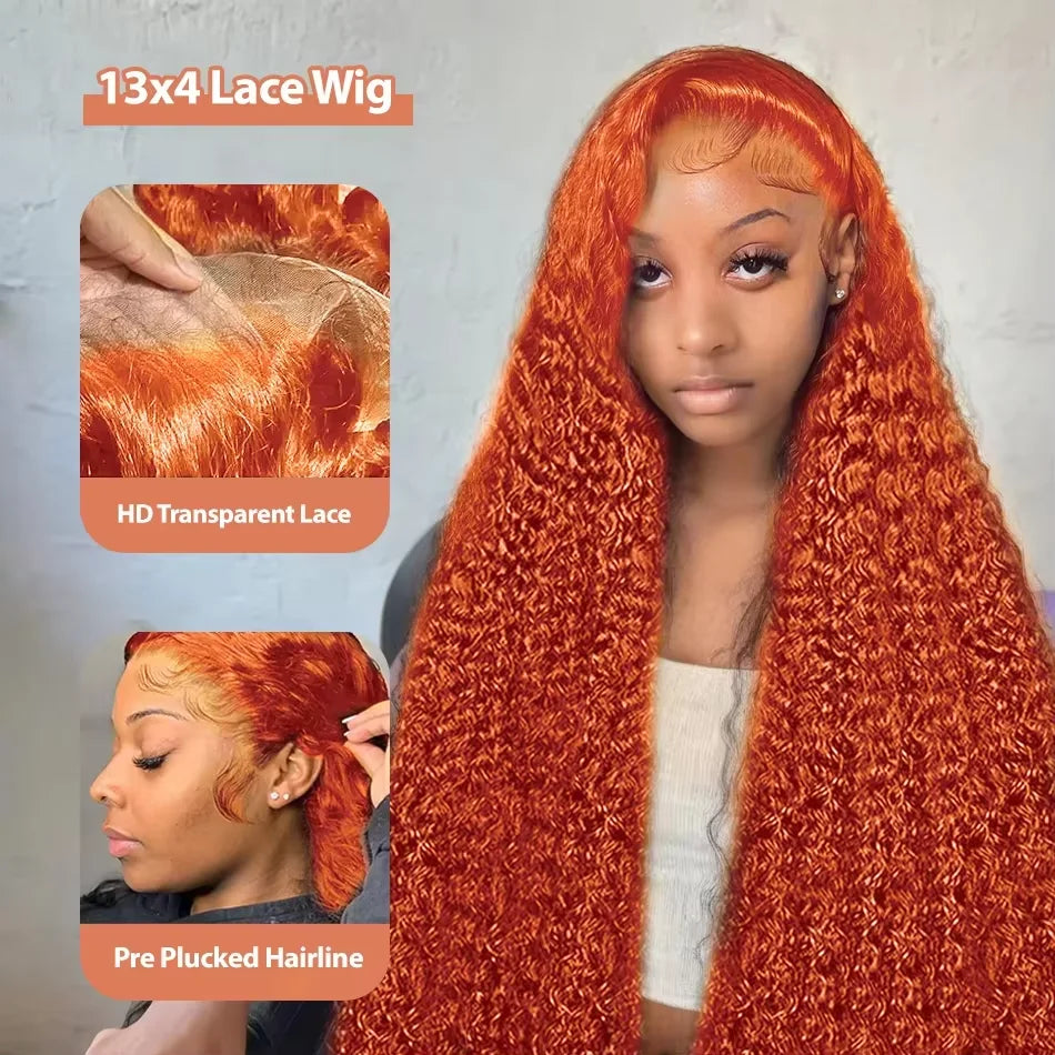 Orange Ginger Deep Curly Wigs